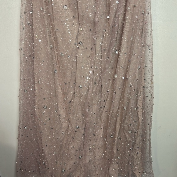 Just Me Sequin Embellished A-Line Relaxed Fit Sleeveless Mesh Overlay Midi Dress - Picture 12 of 15